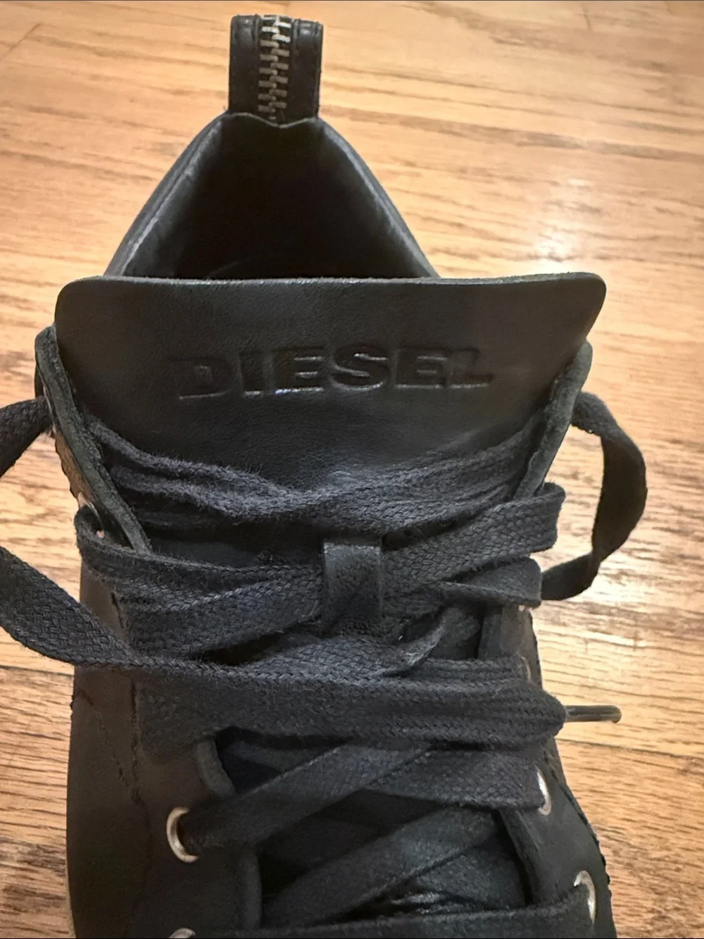 Diesel S-Marquise Low Black Leather Sneakers Luxury Casual Men’s US Size 9